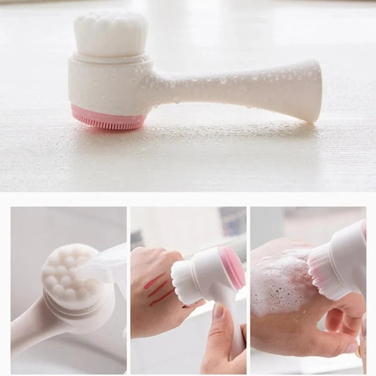 Brosse Visage Silicone Double Face 3D - Nettoyage Profond + Massage Exfoliant Doux