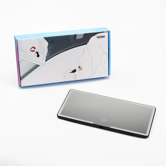 Miroir Maquillage LED Voiture - Pare-Soleil Rechargeable USB + 3 Lumières Tactile