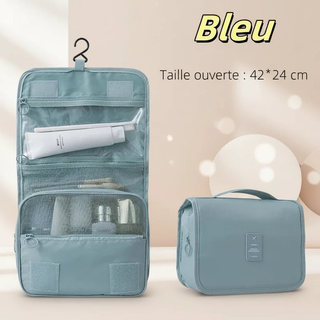 Trousse de Toilette Voyage Suspendue - Organisateur Maquillage Étanche avec Crochet