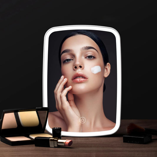 Miroir de Maquillage LED Tactile - 3 Lumières + Support Pliable Vanity Voyage