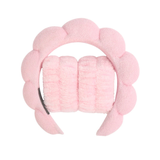 Set Spa 3-en-1 Bandeau + Bracelets Microfibre - Bandeau Bulle Absorbant pour Visage et Douche