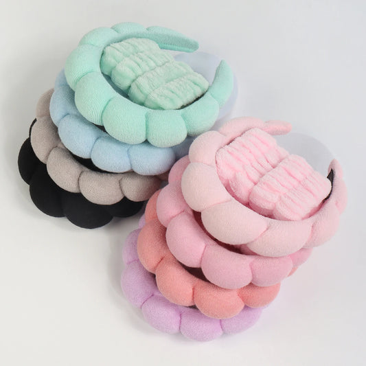 Set Spa 3-en-1 Bandeau + Bracelets Microfibre - Bandeau Bulle Absorbant pour Visage et Douche