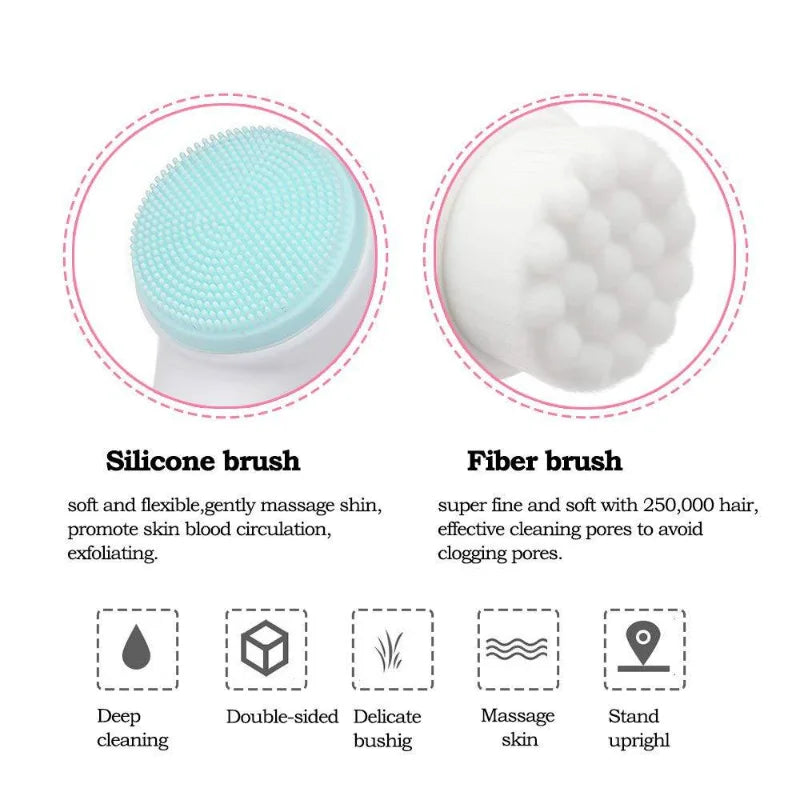 Brosse Visage Silicone Double Face 3D - Nettoyage Profond + Massage Exfoliant Doux