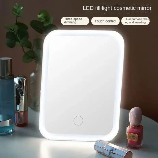 Miroir Maquillage LED Pliable - Écran Tactile + 3 Lumières USB Rechargeable