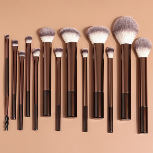 Set de 13 Pinceaux Maquillage Complet - Visage + Yeux + Kabuki + Étui Cadeau