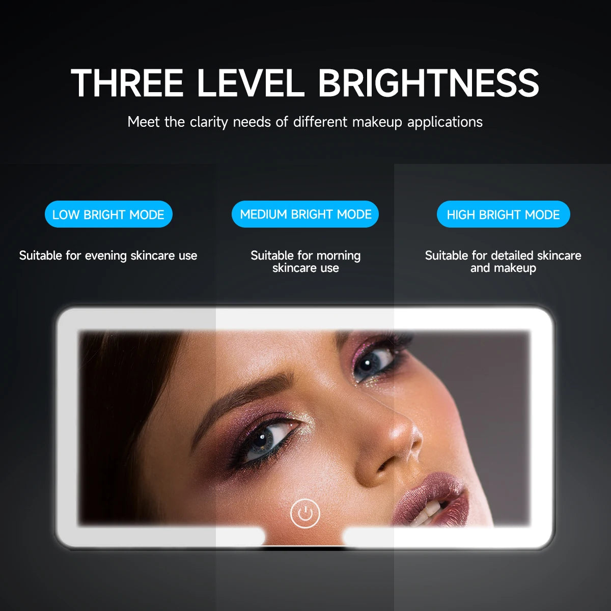 Miroir Maquillage LED Voiture - Pare-Soleil Rechargeable USB + 3 Lumières Tactile