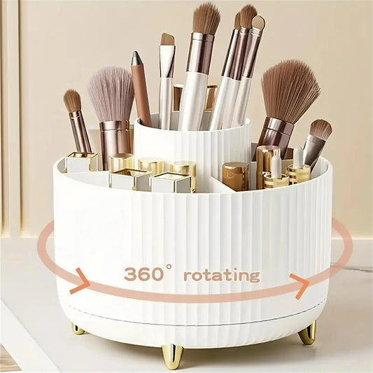Organisateur Maquillage Rotatif 360° - Support 5 Compartiments pour Pinceaux et Cosmétiques
