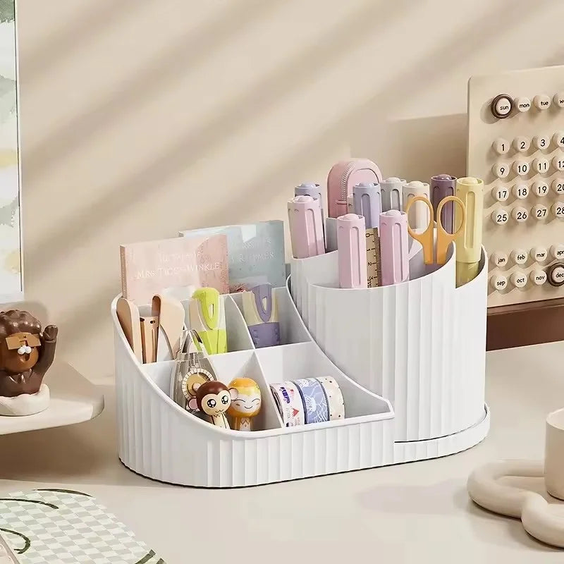 Organisateur Maquillage Rotatif 360° Acrylique - Porte-Pinceaux + 5 Compartiments Vanity