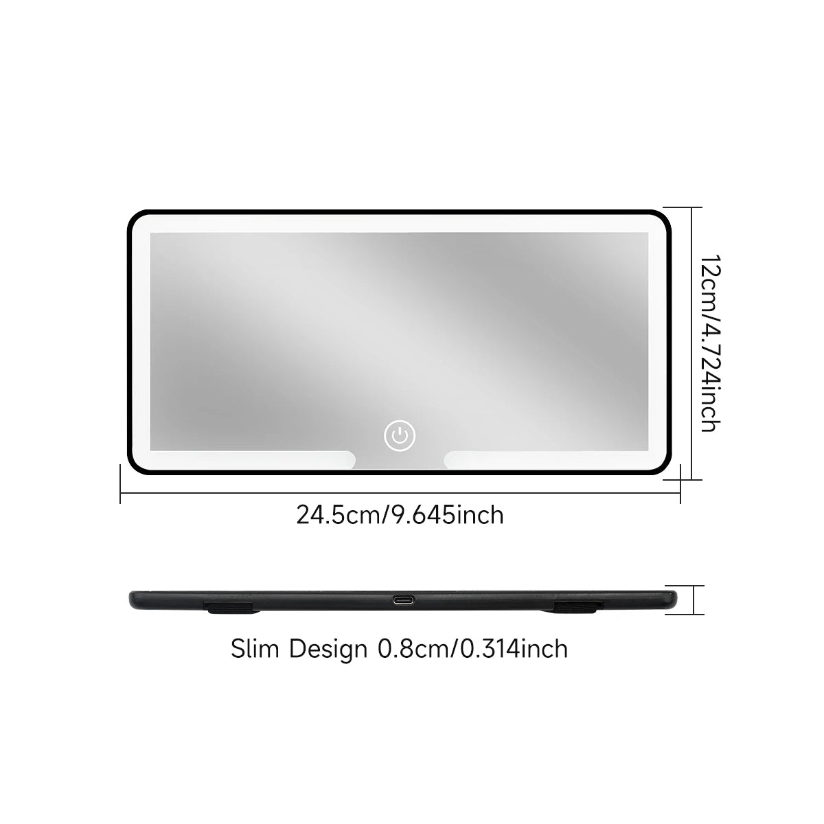 Miroir Maquillage LED Voiture - Pare-Soleil Rechargeable USB + 3 Lumières Tactile