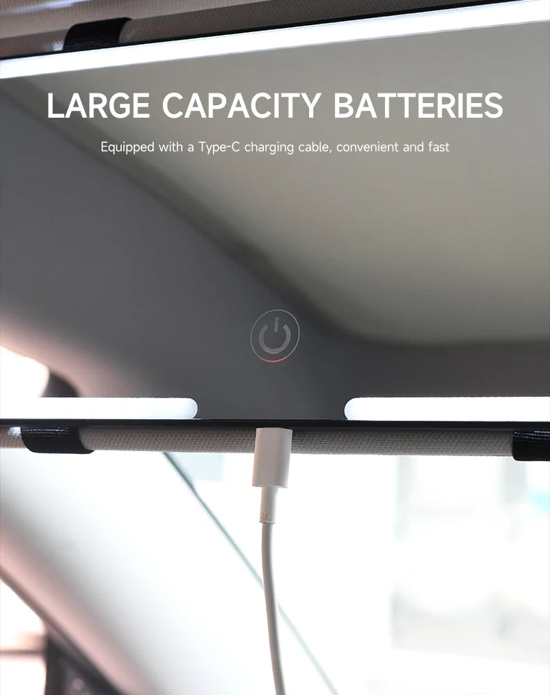 Miroir Maquillage LED Voiture - Pare-Soleil Rechargeable USB + 3 Lumières Tactile
