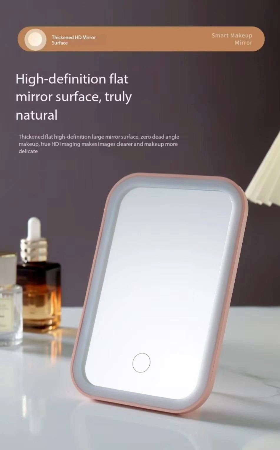 Miroir Maquillage LED Pliable - Écran Tactile + 3 Lumières USB Rechargeable