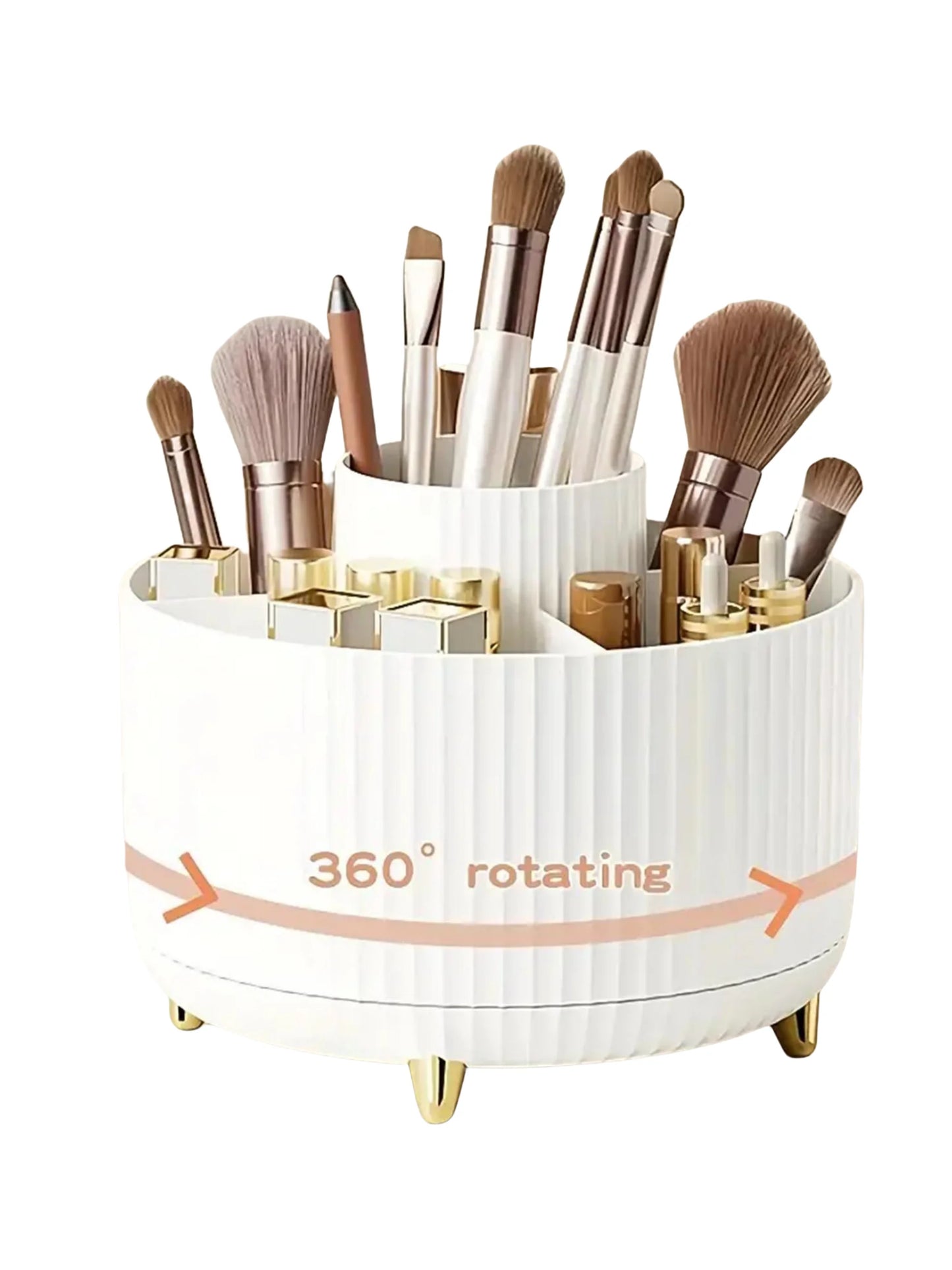Organisateur Maquillage Rotatif 360° - Support 5 Compartiments pour Pinceaux et Cosmétiques