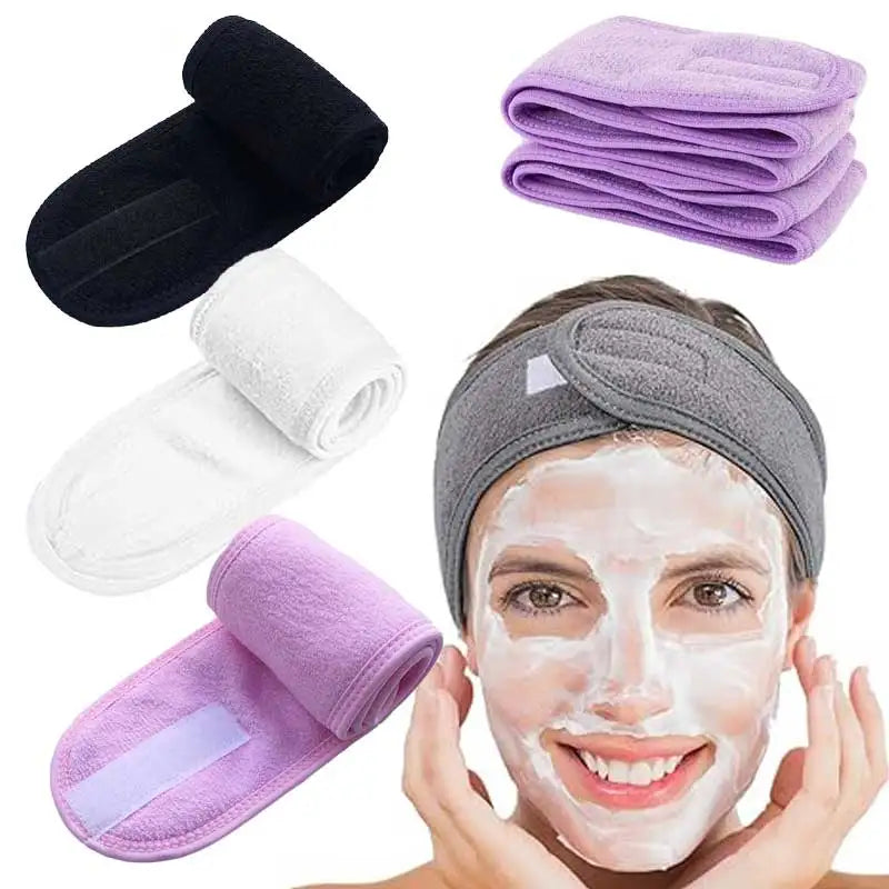 Bandeau Maquillage Réglable en Éponge - Bandeau Spa Douche Yoga Doux et Absorbant