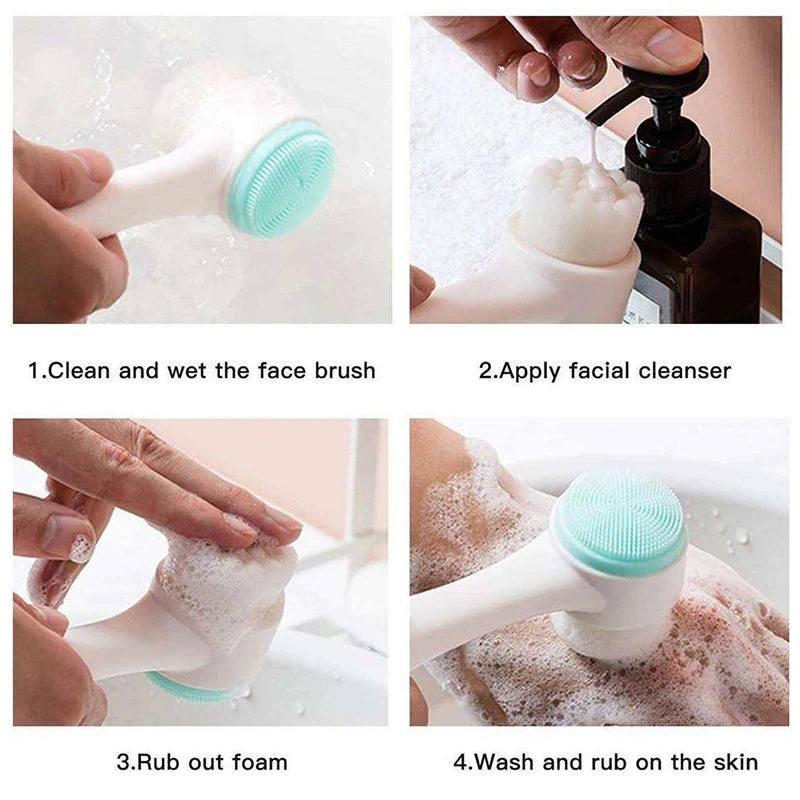 Brosse Visage Silicone Double Face 3D - Nettoyage Profond + Massage Exfoliant Doux