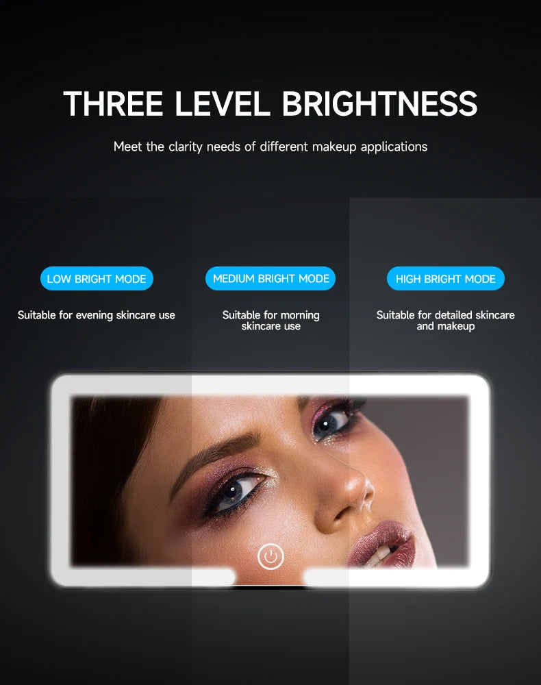 Miroir Maquillage LED Voiture - Pare-Soleil Rechargeable USB + 3 Lumières Tactile