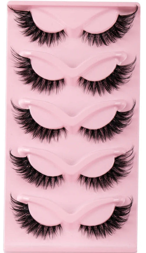 5 Paires Faux Cils Style Manga Yeux de Chat