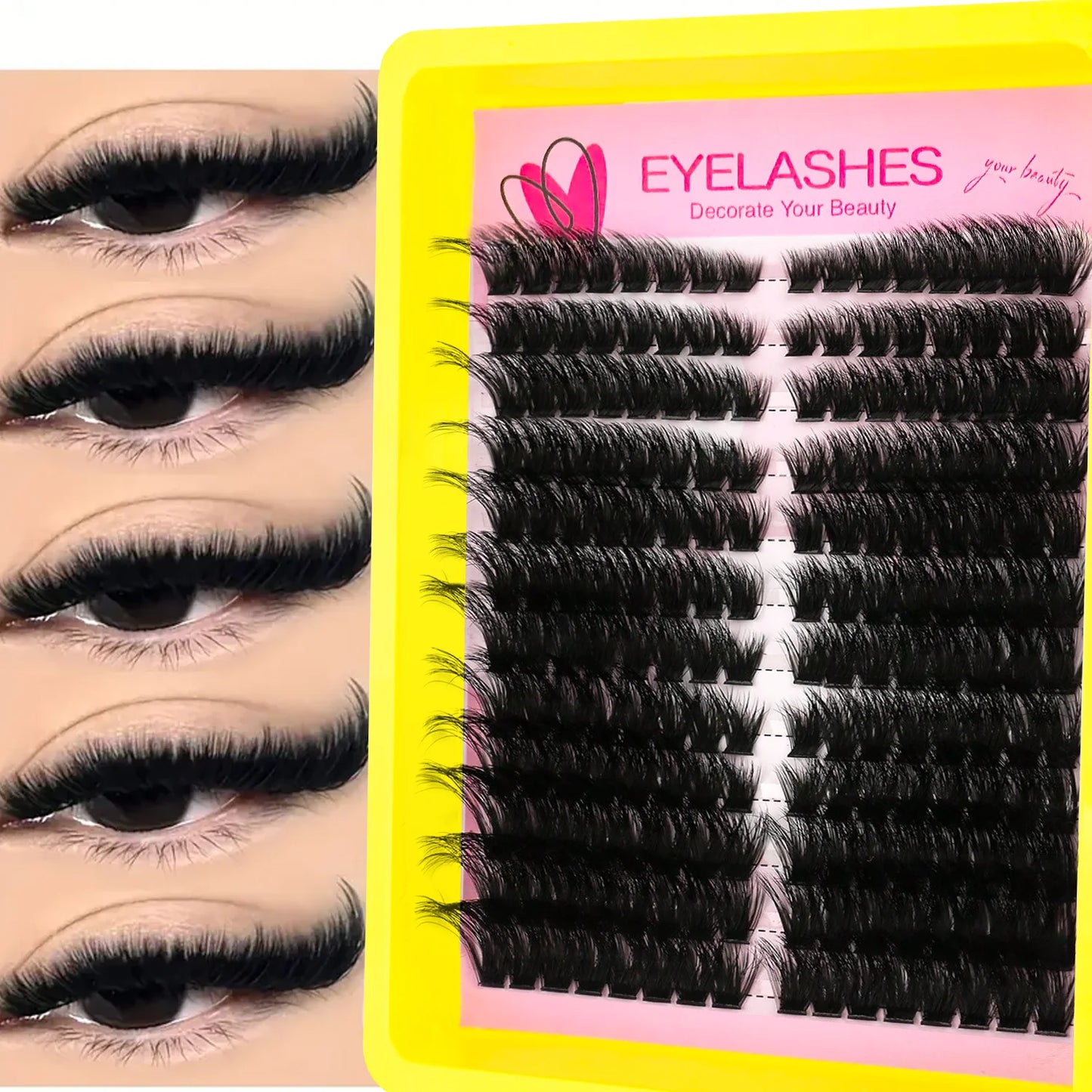 Kit Cils Individuels Volume Russe - 192 Grappes Faux Vison Courbure D 9-16mm