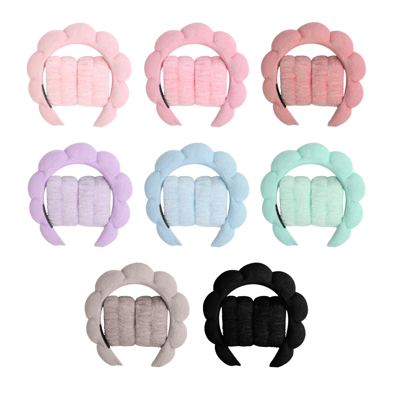 Set Spa 3-en-1 Bandeau + Bracelets Microfibre - Bandeau Bulle Absorbant pour Visage et Douche