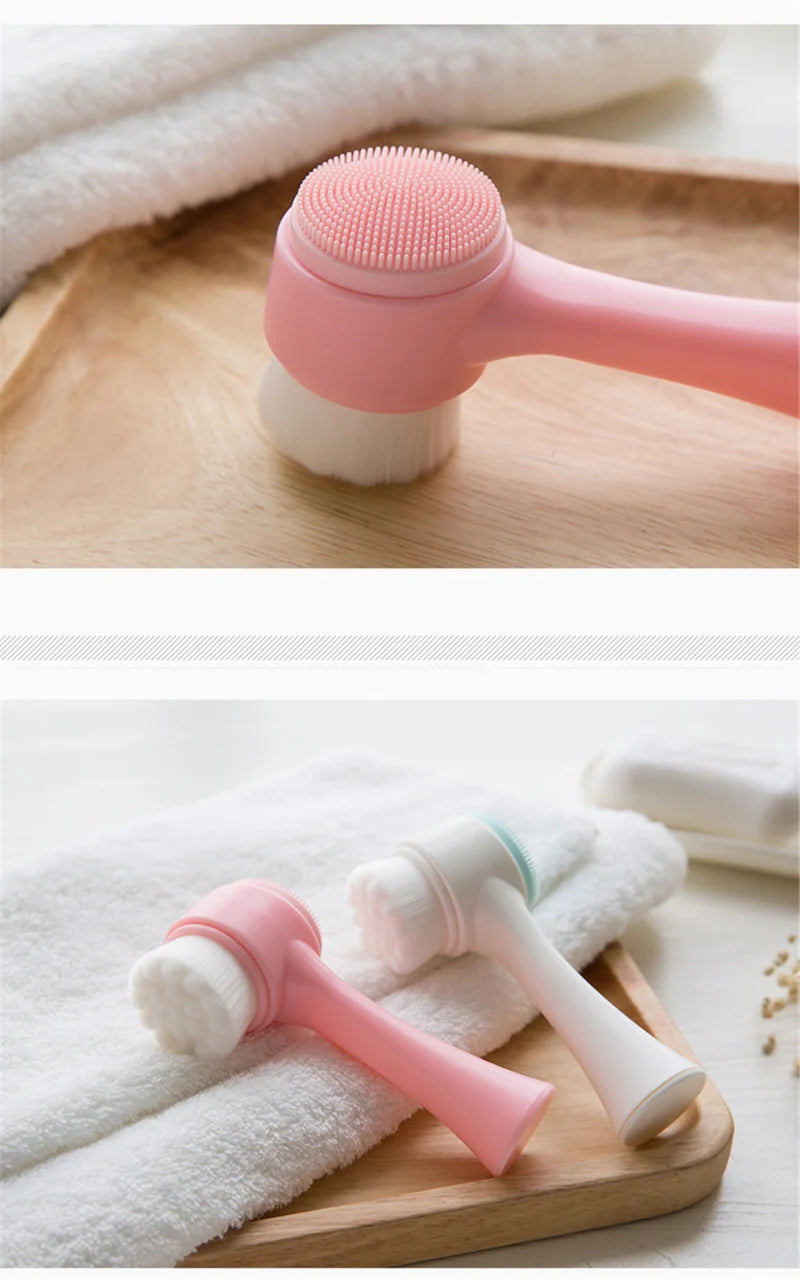 Brosse Visage Silicone Double Face 3D - Nettoyage Profond + Massage Exfoliant Doux