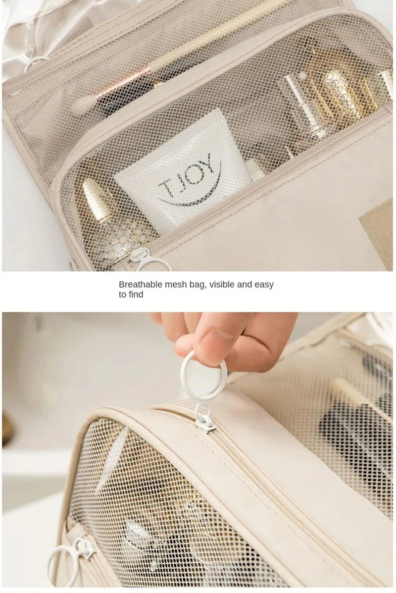 Sac de maquillage de voyage de haute qualité, organisateur de produits de toilette étanche pour femmes, nécessaire de salle de bain, pochette de lavage, sac de rangement de maquillage à crochet