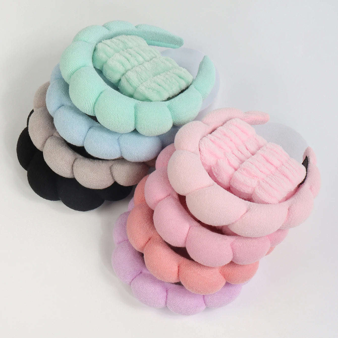 Set Spa 3-en-1 Bandeau + Bracelets Microfibre - Bandeau Bulle Absorbant pour Visage et Douche