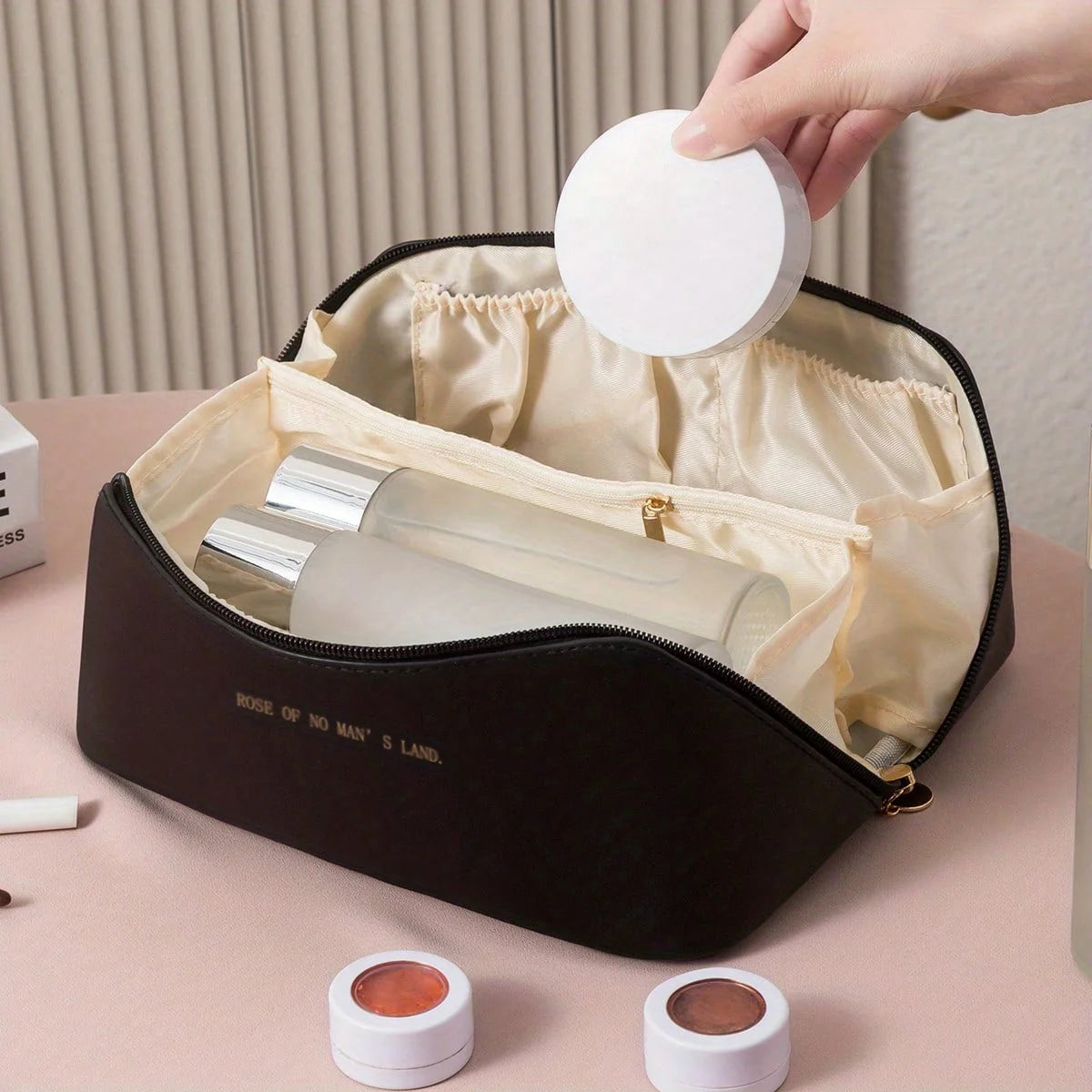Trousse de Maquillage de Voyage Luxe - Grande Trousse Organisateur avec Compartiments