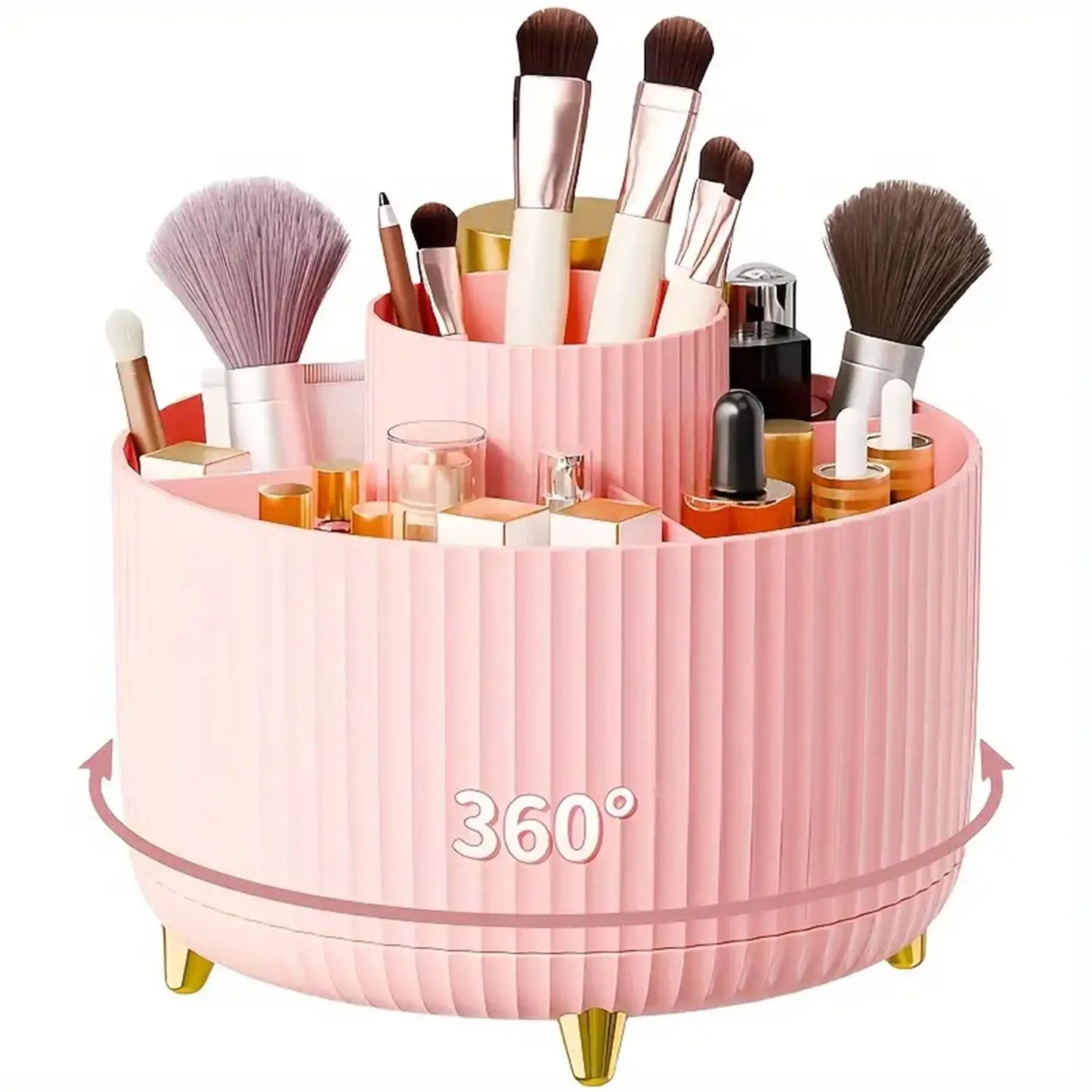 Organisateur Maquillage Rotatif 360° - Support 5 Compartiments pour Pinceaux et Cosmétiques