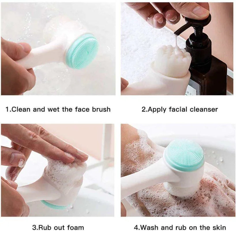 Brosse Visage Silicone Double Face 3D - Nettoyage Profond + Massage Exfoliant Doux